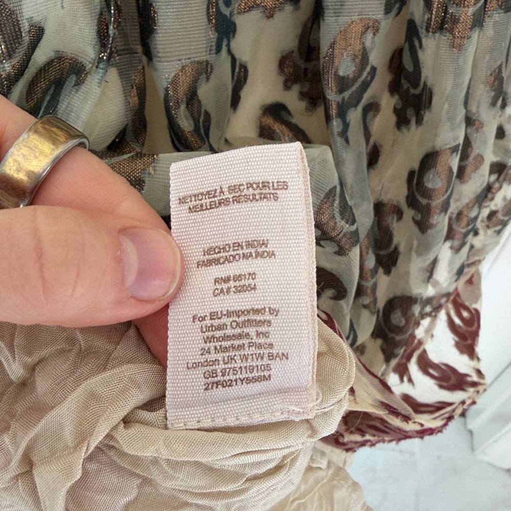 Free People Shimmering Champagne Paisley Mini Dress Boho Sz8 - Picture 9 of 13